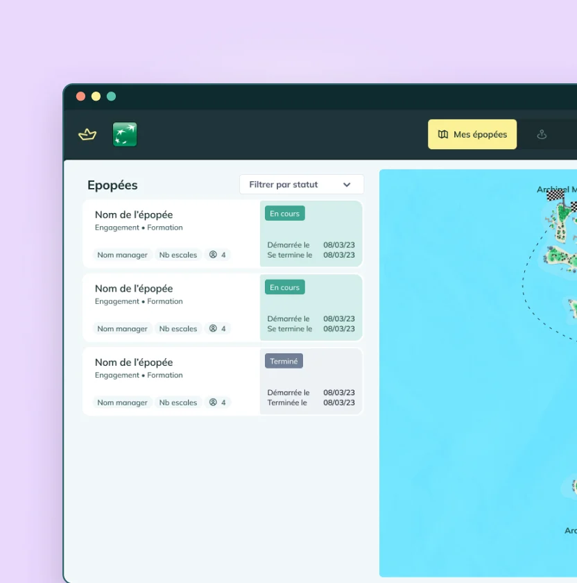 Épopée — interface RH, la carte des épopées