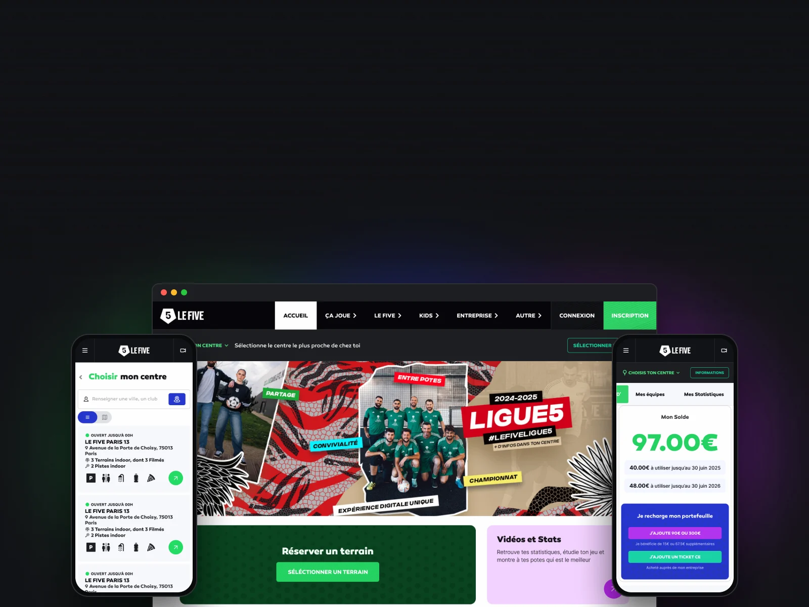 Le Five — écrans du site