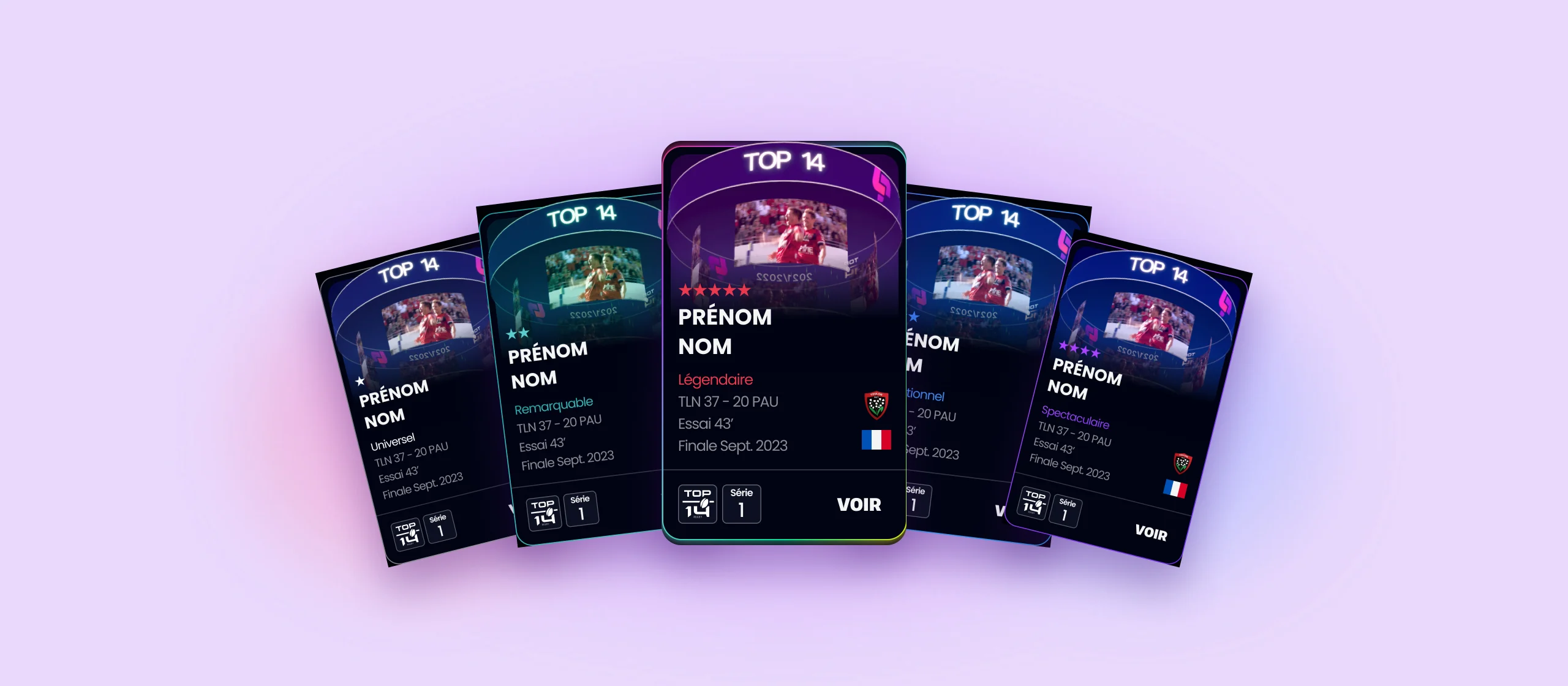Legendary Plays — les cartes Plays des 5 raretés