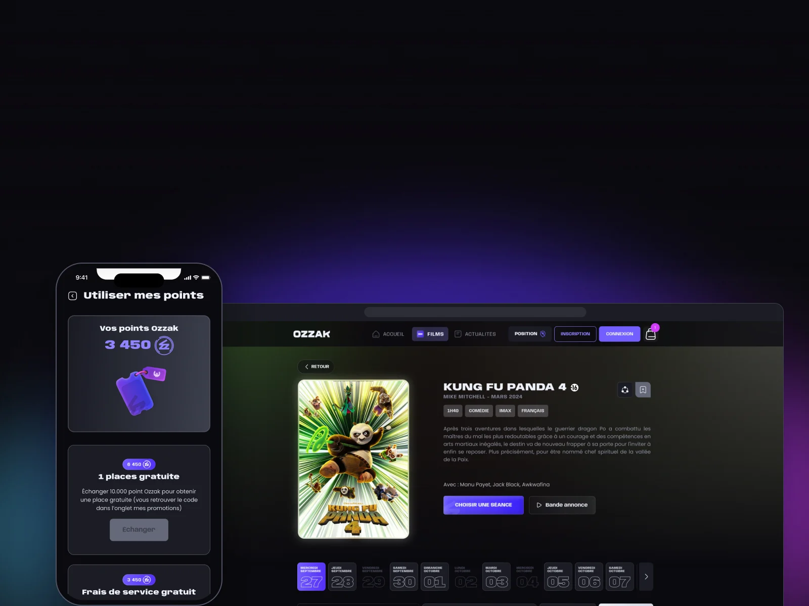 Ozzak — écrans de l’application